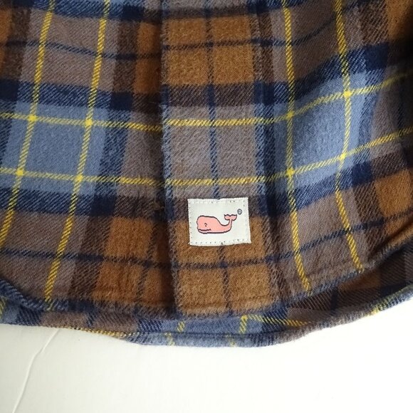 Vineyard Vines Murray Shirt Flannel Men Size L Button Down Brown Blue Plaid - Picture 7 of 10